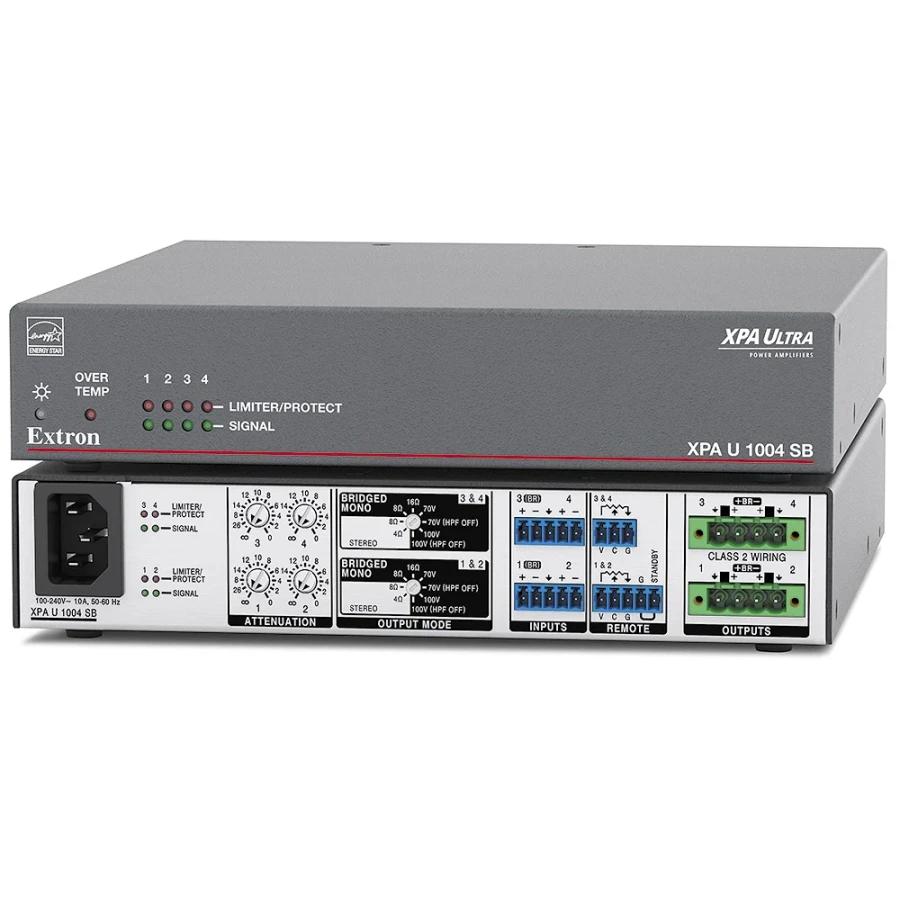 XPA U 1004 SB Four Channel Bridgeable Output Amplifier
100/200 Watts Per Channel