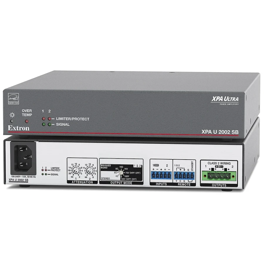 XPA U 2002 SB Two Channel Bridgeable Output Amplifier
200/400 Watts Per Channel