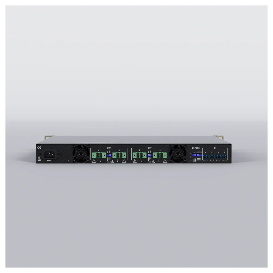 Alternative view of Multichannel amplifier | 4x900 W RMS @ 4 Ω | LoZ&HiZ | Class D