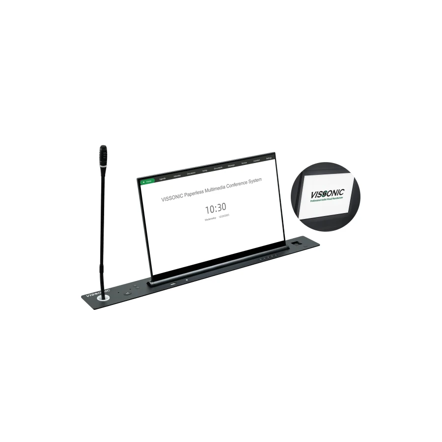 Alternative view of Retractable Touchscreen with Rear-mounted Nameplate/Built-in Host/Microphone